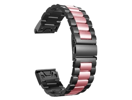Correa Acero para Garmin fenix 5X Plus Negro y Rosa