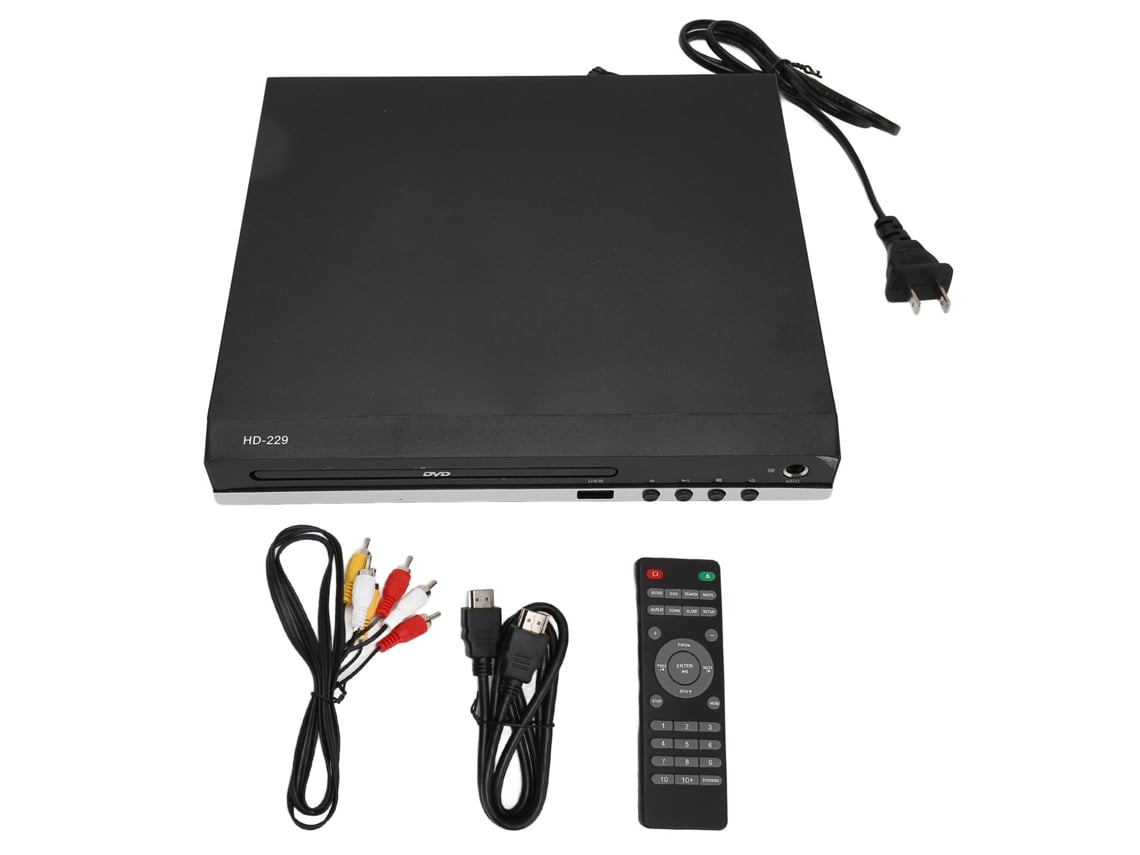 Mini Reproductor De Dvd 1080p Con Mando A Distancia, Usb, Puerto De Micrófono, Interfaz Hdmi Y Enchufe Europeo.