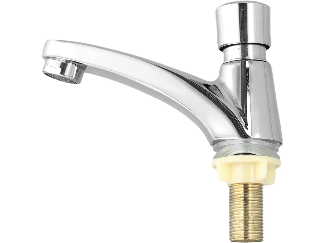 Grifo Cromado Temporizado Para Baños Públicos Con Válvula De Cierre.