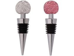 2 Tapones De Vino Decorativos Con Brillo, Bonitos Tapones De Botella Hechos A Mano (rosa + Blanco)