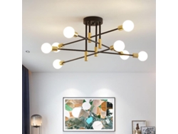 2026-lámpara De Techo Moderna 8 Luces Candelabro Industrial Negro Y Oro Ajustable Para Sala Comedor Dormitorio Cocina Bar Cafe