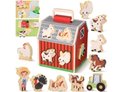 Juguetes Montessori De Madera Para Niños De 2 A 5 Años: Figuras Coloridas De Animales De Granja. Juguete Para El Aprendizaje Temprano.