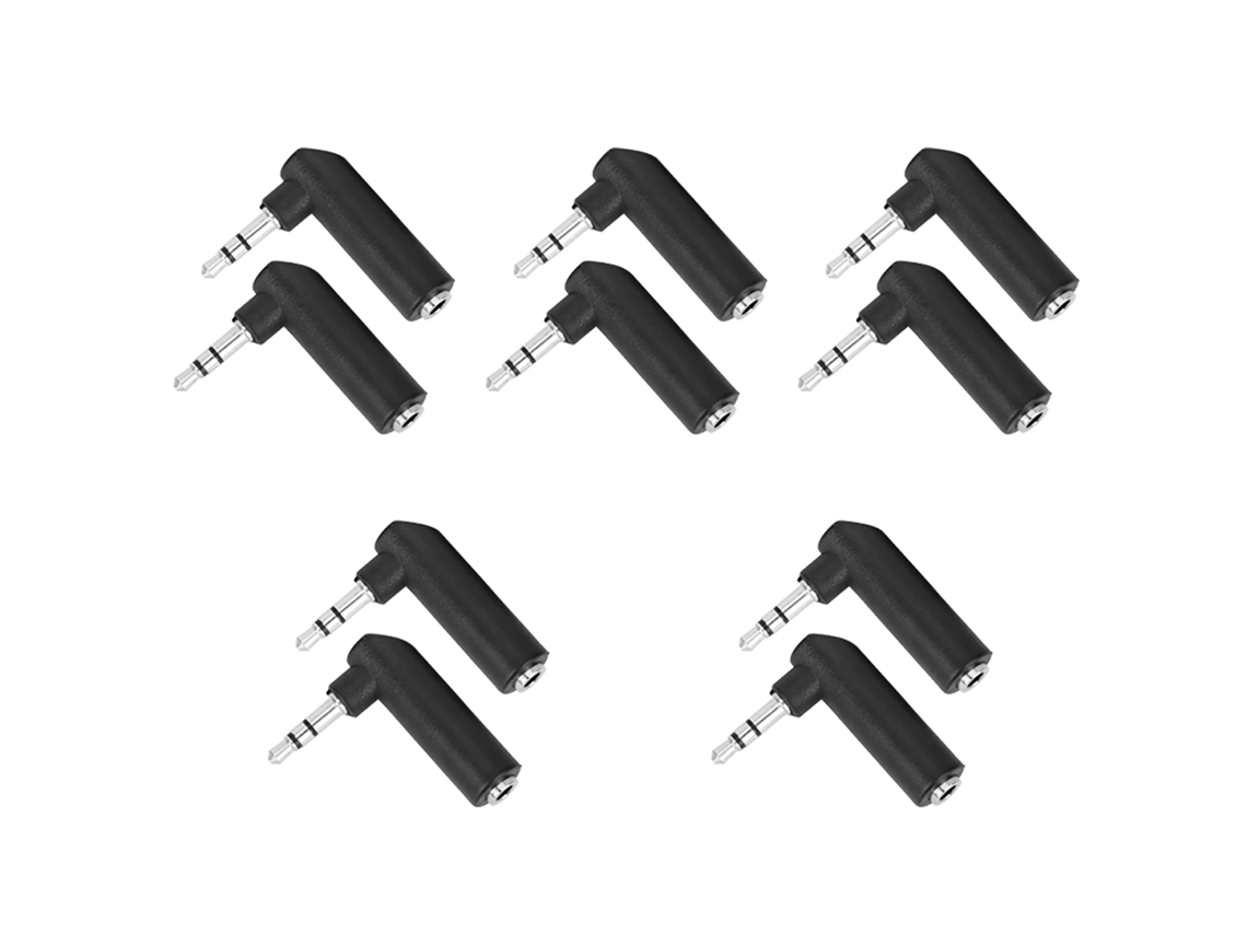 Yncm2026-10 Piezas Adaptador Conector 3.5mm Macho A Hembra 90 Grados Para Auriculares Estéreo