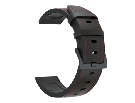 Correa de piel auténtica 20mm hebilla negra para Huawei Watch GT 2 42mm - negro/rojo