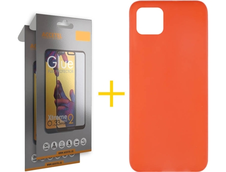 Kit Funda + 2 Protectores de Pantalla Samsung Galaxy A22 5G ACCETEL Full (Rojo)