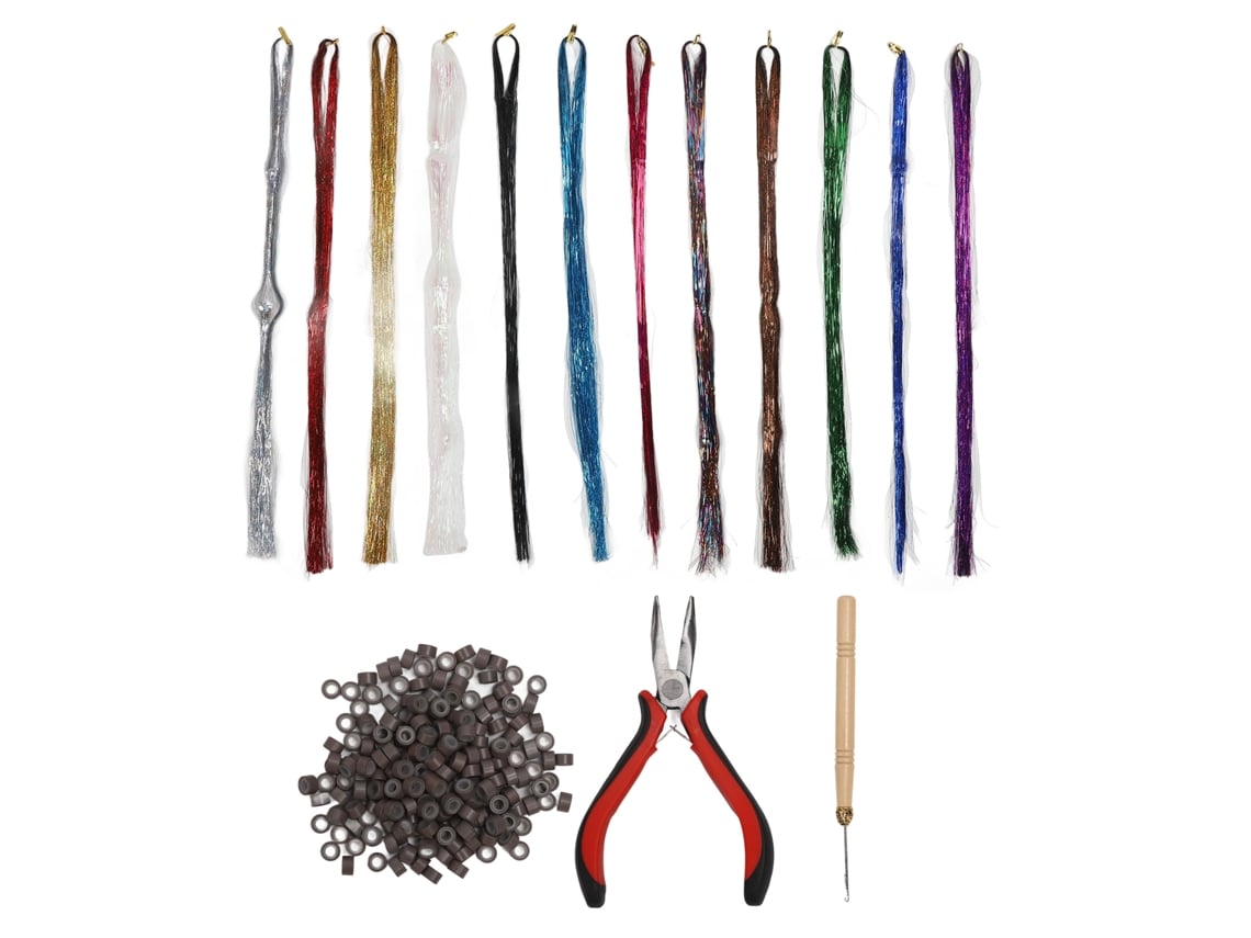 Kit De Extensiones De Tinte Para Cabello Colorido Pet Con Brillo Para Peinado Diario