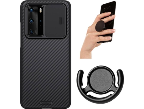 Carcasa, Popsocket y Soporte Huawei P40 Pro Camshield Nillkin (Negro)