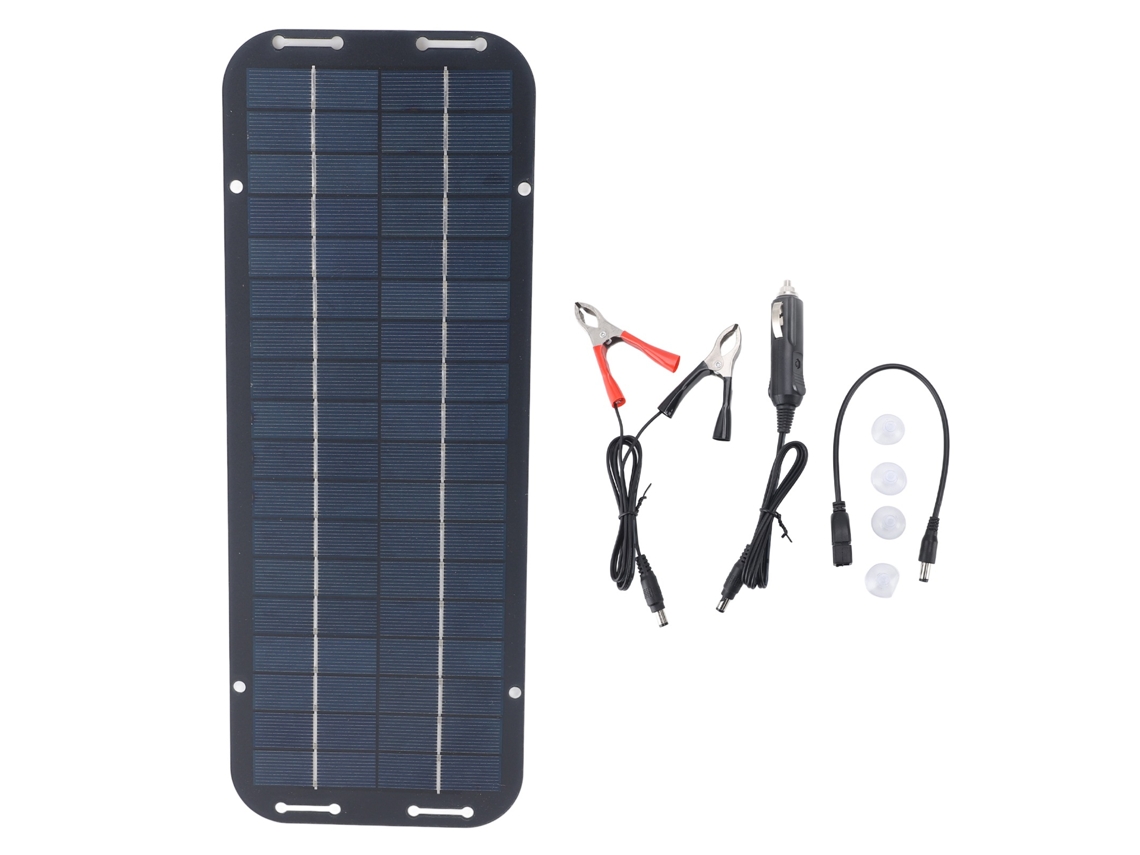 Cargador portátil de conversión eficiente con panel solar de 12 V y 5 W para coche, moto, barco y camping | Sin marca