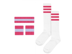 Conjunto completo Yuysan de diademas, muñequeras y calcetines deportivos elásticos y absorbentes del sudor para gimnasio y running - Rojo Rosa