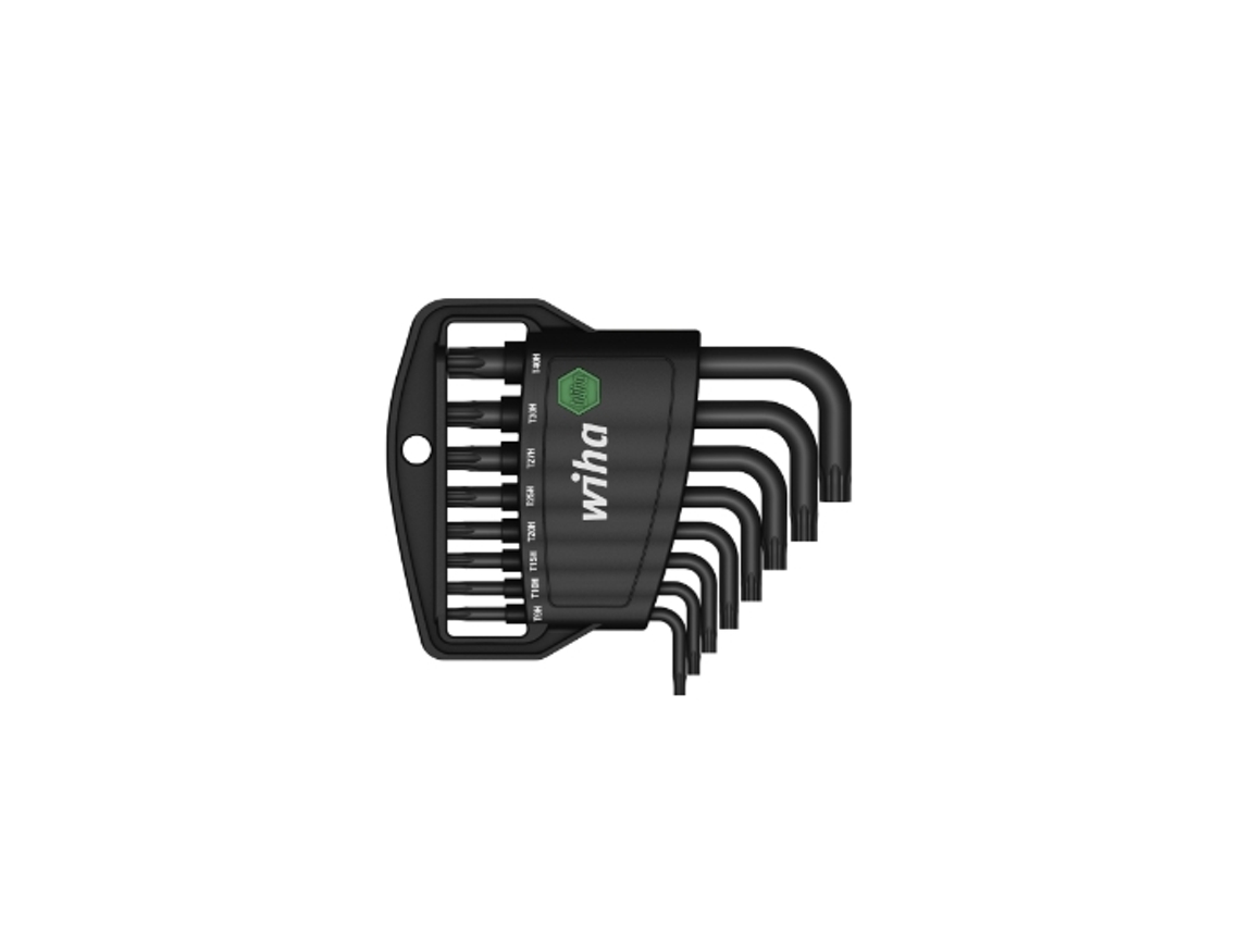 WIHA Juego de llaves Allen en soporte Classic TORX® Tamper Resistant (con taladro), de 9 unid., acabado en oxidación negra (36462)