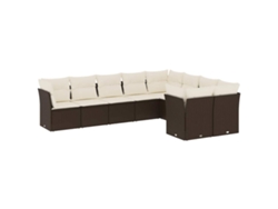 Maison Exclusive - Set De Sofás De Jardín 9 Pzas Y Cojines Ratán Sintético Marrón