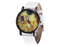 Elegante Reloj De Pulsera De Cuarzo Para Parejas Con Correa De Piel Sintética Blanca.