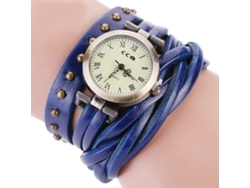 Reloj De Pulsera Ccq Punk Retro De Cuarzo Multicapa Con Remaches Para Hombre Y Mujer (azul)