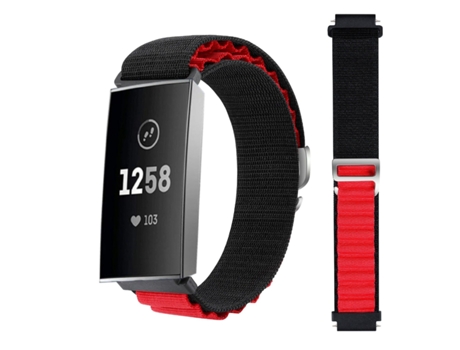 Correa Loop Alpine para Fitbit by Google Charge 3 Negro y Rojo