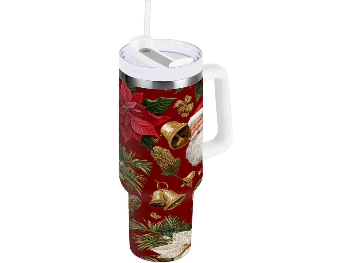 Taza térmica de 1200 ml con pajita y tapa aislante de acero inoxidable con asa, taza de viaje impermeable (sin marca)