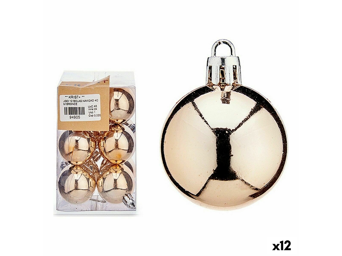 Set de Bolas de Navidad Champagne PVC 8 x 12 x 8 cm (12 Unidades)