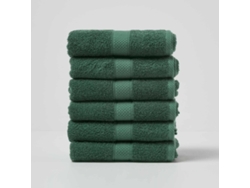 Homescapes Turkish Cotton Hand Towel Set Of 6, Dark Green