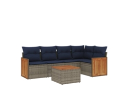 Conjunto de sofás de jardín, 6 piezas, cojines, ratán gris. EXCLUSIVO DE MAISON.