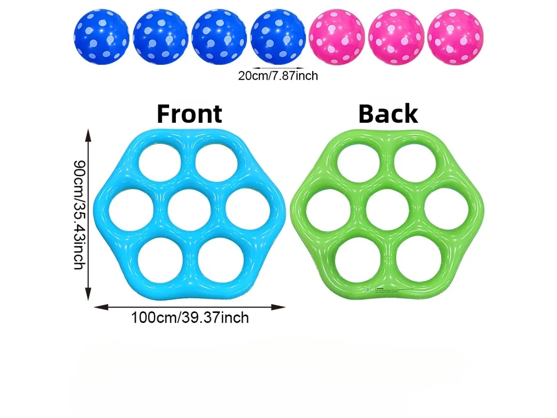 Juego Inflable de Tres en Raya para Piscina – Grande y Flotante con 7 Piezas (Fichas) – Interactivo para Niños y Adultos – Czhhmart Azul