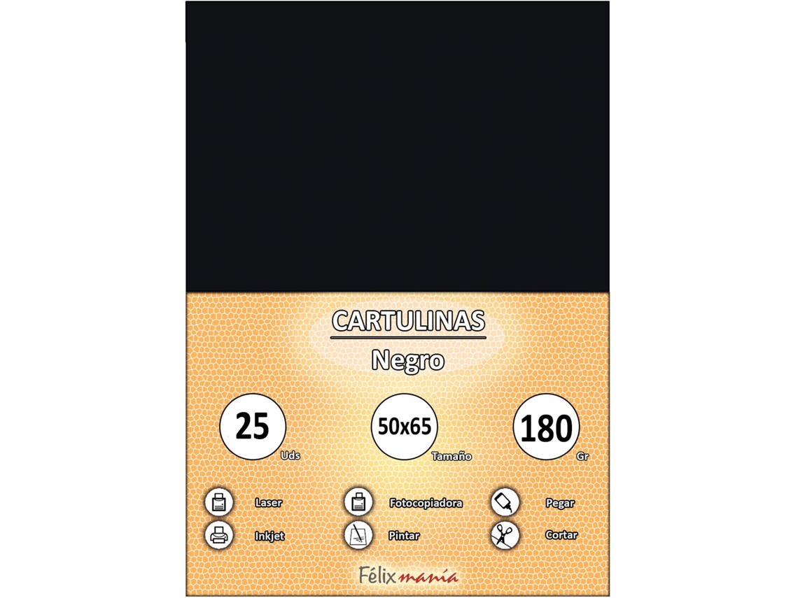 Cardboard 180Gr 50 X 65 Cm Negro 25 Hojas
