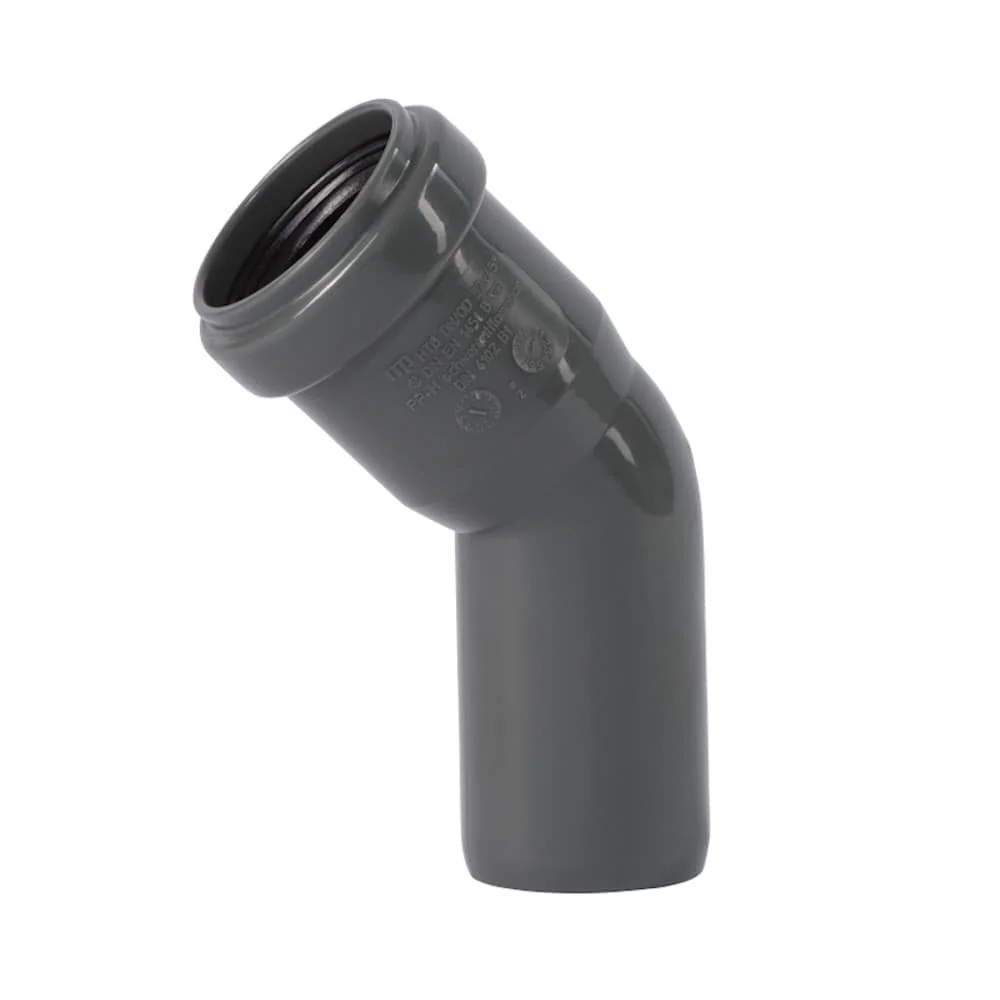 Codo Ht 125 Mm 45° Insonorizado Con Instalación Rápida Y Sellado Seguro Para Desagüe