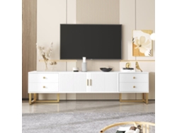Mueble Tv 175 Cm - 2 Puertas Texturizadas Y 4 Cajones - En Mdf - Blanco