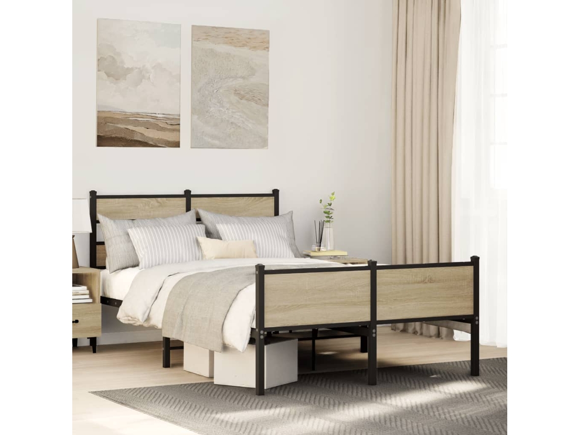 Estructura De Cama Sin Colchón Madera Roble Sonoma 120x200 Cm