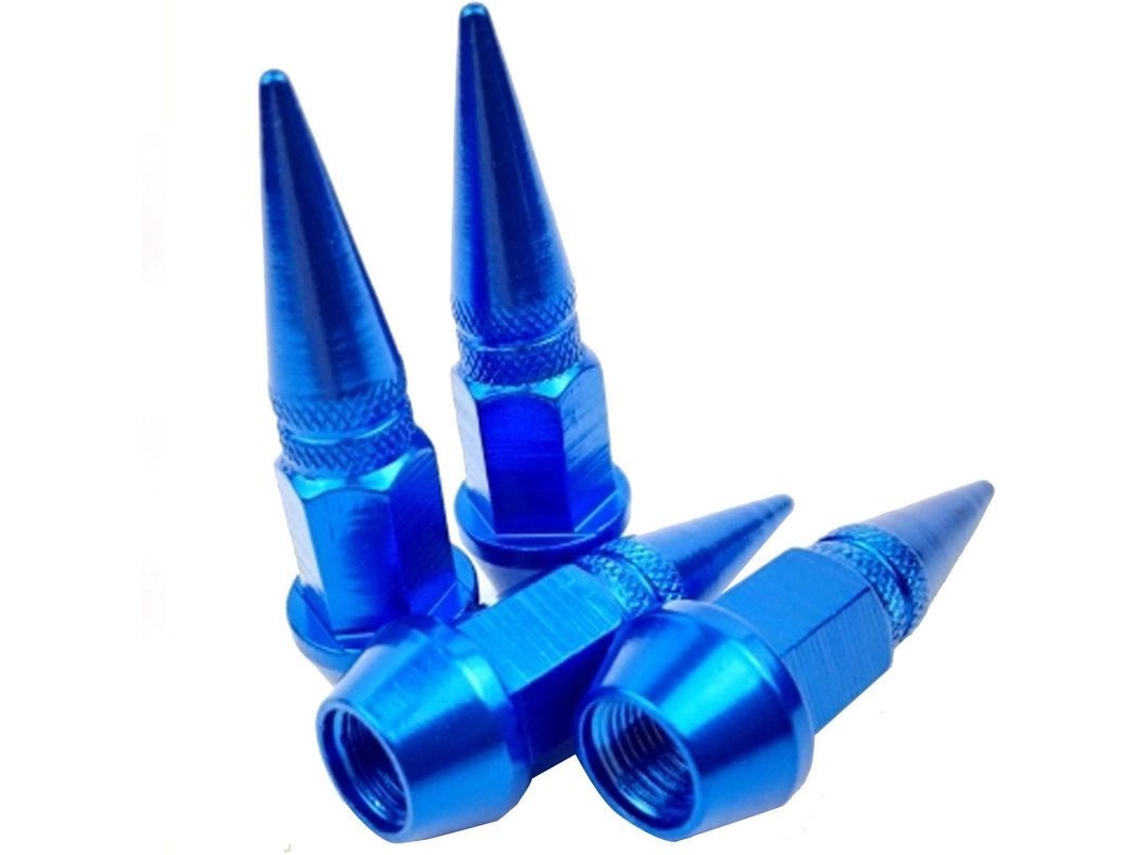Tapón de válvula neumática para rueda de 4 radios, 45 mm, de aluminio (azul)