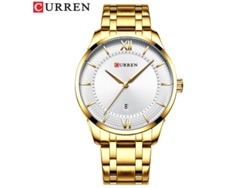 Reloj de cuarzo impermeable MDUG con calendario y brazalete de acero inoxidable para negocios.