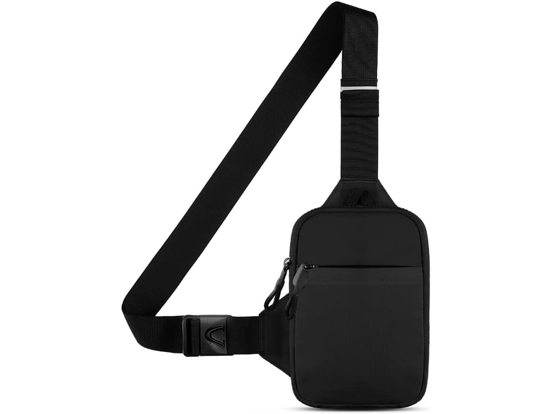 Bolso de hombro individual con dos bolsillos, impermeable (negro)