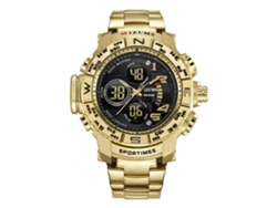 Reloj De Pulsera De Cuarzo Con Correa De Acero Aleado Impermeable Fashion Casual (caja Dorada Dial Negro)
