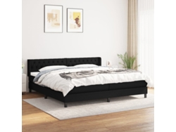 Cama Box Spring Con Colchón Tela Negro 200x200 Cm