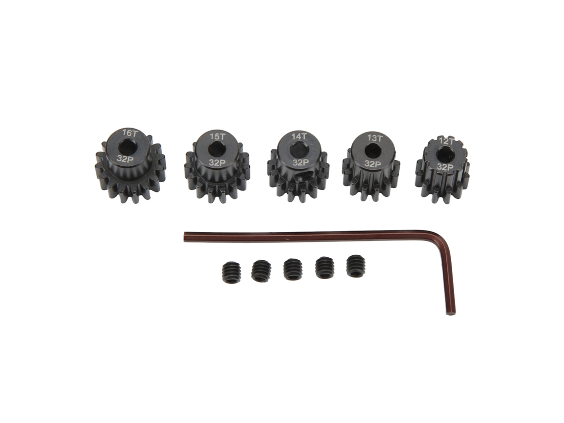 Juego de piñones para motor Mali RC de 12t y 16t, acero cromado Moli 32dp 3.175mm para coches Traxxas Arrma a escala 1/10