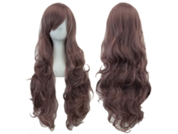 Peluca larga y rizada para cosplay de personajes de anime, 80cm (castaño oscuro) Gertiz