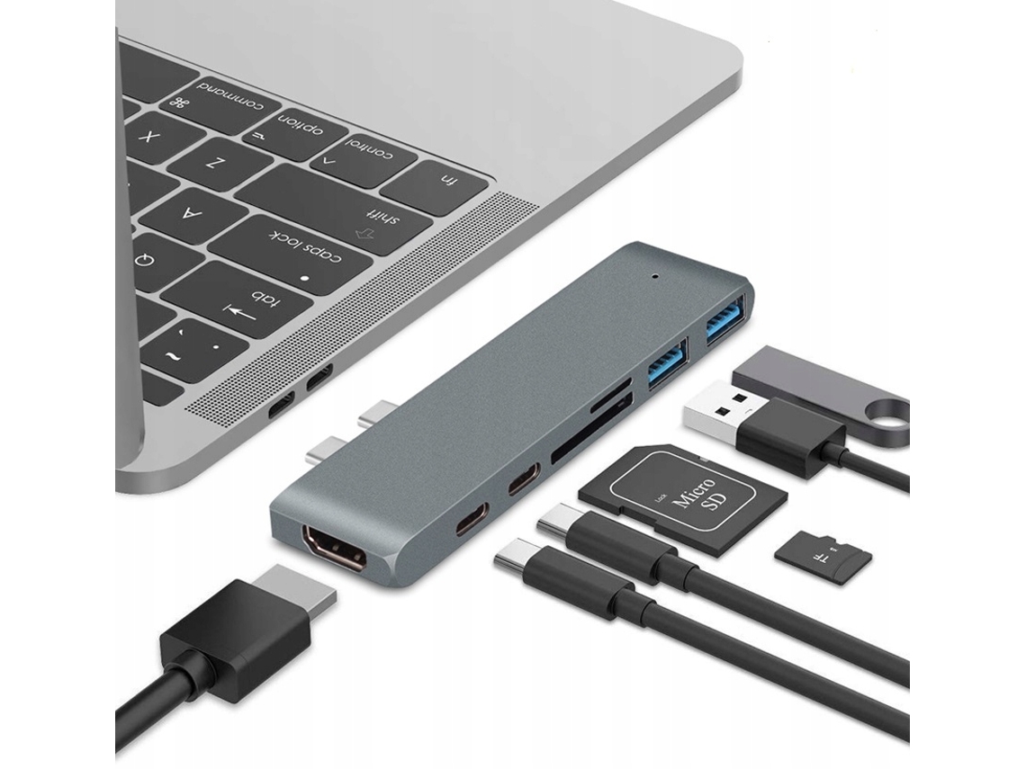 Adaptador concentrador USB-C, USB-T, Thunderbolt, HDMI 4K para MacBook Pro Air CO2