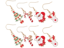 Juego De 4 Pares De Pendientes Colgantes Navideños De Aleación Maciza. Decoraciones Festivas.