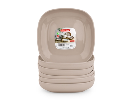 Conjunto de 6 Platos Reutilizables PLASTIC FORTE Cuadrados 17 cm