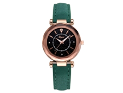 Reloj De Pulsera De Cuarzo Para Mujer Lvpai Con Correa Delgada De Pu, Estilo Sencillo, Verde.
