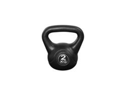 Kettlebell 2 kg - Plástico - para uso interior y exterior - Negro