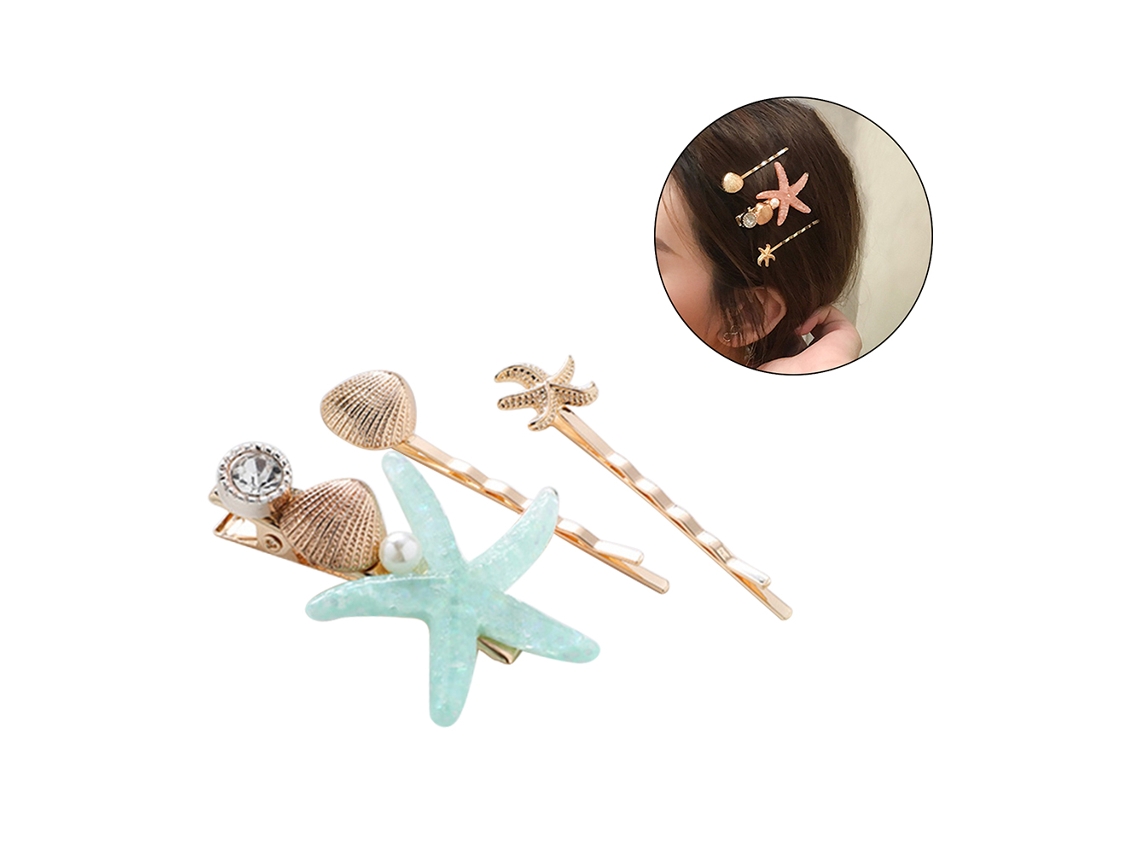3 Pinzas Para El Cabello Con Forma De Estrella De Mar Para Mujeres Y Niñas, Accesorios De Playa.
