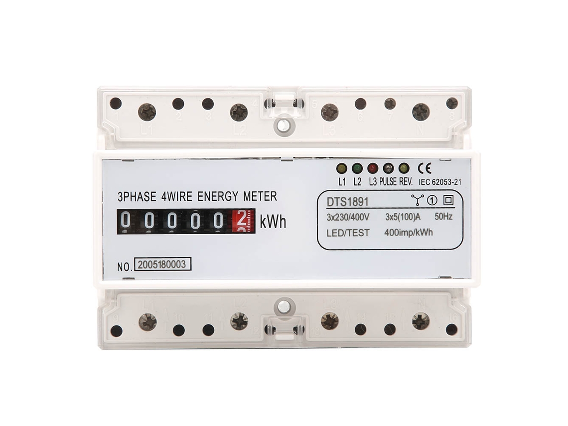 TRUYUETY Medidor Electrónico de Energía 3 Fases 4 Hilos 7P Din Rail kWh DTS1891