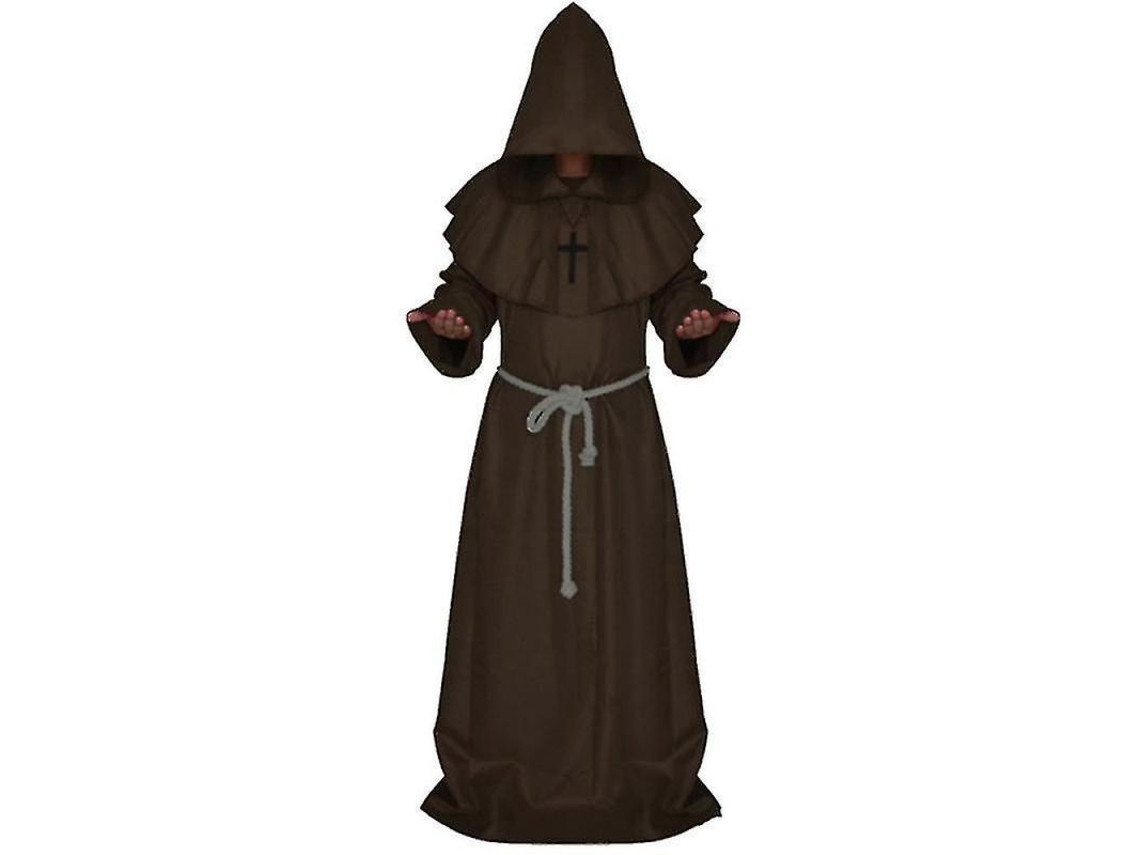 2026-abito Da Monaco Con Cappuccio Per Uomo Medievale Sacerdote Cosplay Halloween Carnevale M Café