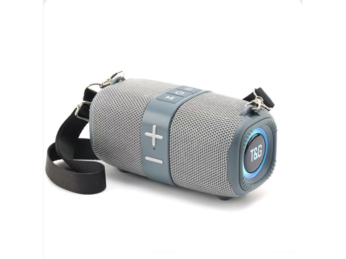 Tg667 Caixa de Som Bluetooth Portátil com Luz Led e Cano Curto MDUG (cinza)
