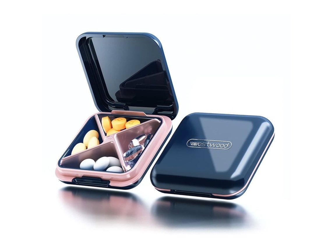 Organizador De Pastillas Pequeño, Portátil E Impermeable, 2025, Azul Oscuro, Para Viajes Diarios.
