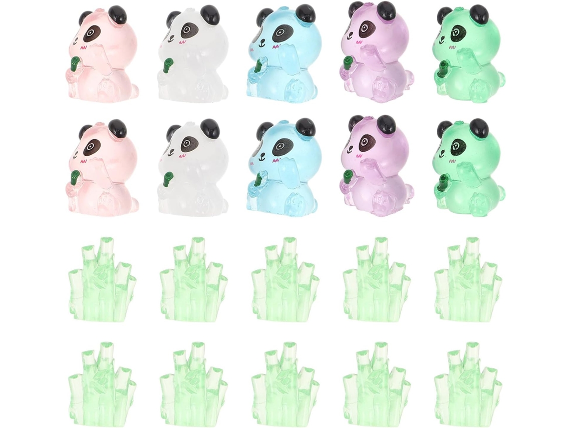 Adorables Figuritas Miniatura De Pandas Luminosos De Bambú, Hechas De Resina, Ideales Para Manualidades Y Adornos De