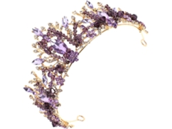 Coroa De Casamento Roxa Com Cristais, Tiara Elegante Para Penteado De Noiva.
