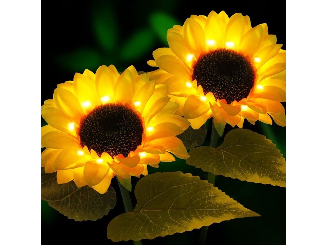 Lámparas Solares Jardín, 2 Piezas Flores Girasol Exterior, Impermeables, Decoración Solar Autónoma