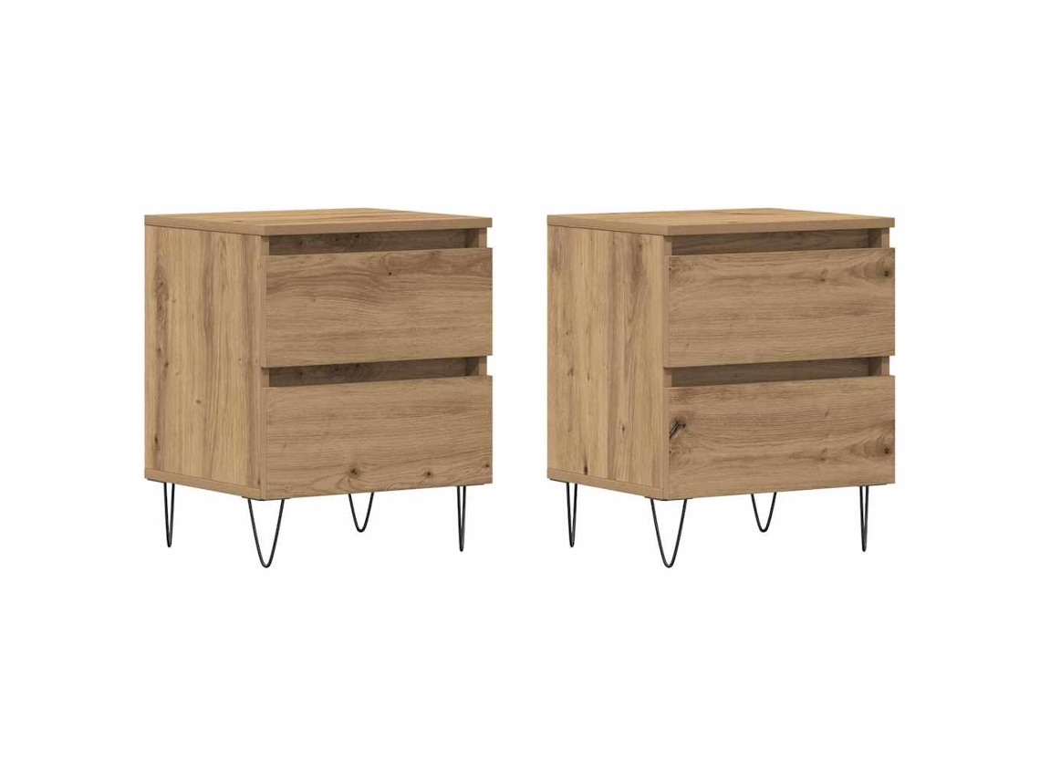 Juego de 2 mesitas de noche artesanales de roble Maison Exclusive (40 x 35 x 50 cm)