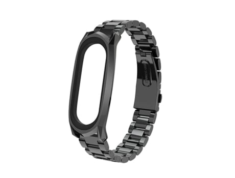 Correa de reloj inteligente para Xiaomi Mi Band 6/5/4/3 Mijobs Tres cuentas de metal GT de acero inoxidable (Negro)