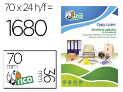 Etiqueta Adhesiva Tico Verde Fluor Permanente Fsc Laser/ Inkjet/Fotocopia 70X36 Mm Caja De 1680 Unidades AVERY